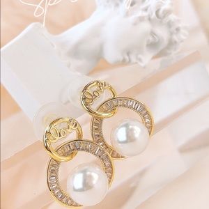 Love 14k gold tone 925 silver earring